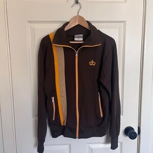 Vintage Y2K Ace Track Jacket - Brown with Stripes size M